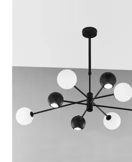 Svietidlá Jupiter 1998 - Luster na tyči MOKA 4xGU10/10W/230V + 4xG9/10W/230V čierna/biela 1998