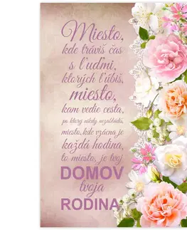 Obrazy s textom Obraz v ráme s ružami