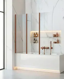 Sprchové dvere REA - Skladacia vaňová zástena AGAT-3 120 Brush Copper REA-W5697