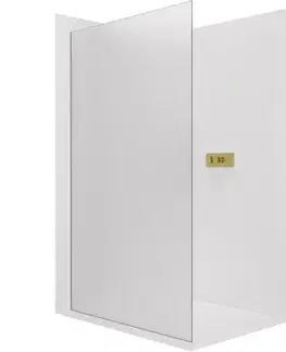 Sprchové dvere CERANO - Sprchová zástena Walk-in Crystal Ľ/P - 8 mm - bezvzperový systém - zlatá, mliečne sklo - 100x200 CER-8050BD6716