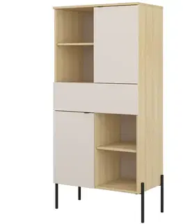 Komody s dvierkami Komoda 2d1s Ore 42 Vysoká Dub Lindberg/Kašmír