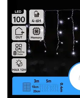 LED osvetlenie  B.V.  - LED solárny reťazec 100xLED/8 funkcií 8x0,4m IP65 studená biela B10201JF8