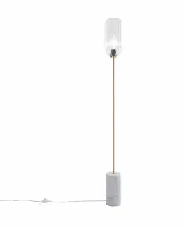 Stojace lampy Stojaca lampa v štýle Art Deco mosadz s priehľadným sklom - Rid
