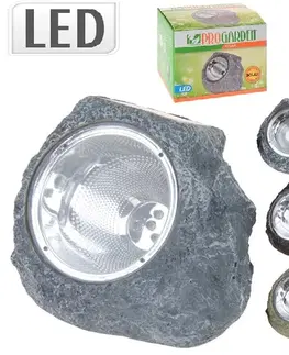 Záhradné dekorácie MAKRO - Solar kameň 4xled rôzne farby