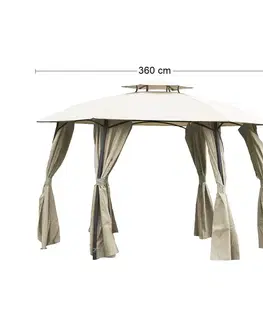 Záhradné altány NABBI Gonul okrúhly záhradný altánok 360x360 cm béžová