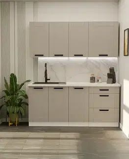 Modulový kuchynský nábytok Kuchynská linka Luna Claygrey/Biely 180cm bez pracovnej dosky