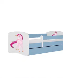 Postele pre dievčatá Detská Posteľ. Babydreams+Sz+M Modrá 80x160 Jednorožec