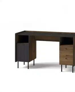 Písacie stoly Stôl Prestigo P9 Warmský orech/San Seb/čierny mat