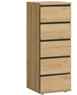 Komody do spálne Komoda Naxos 5s dub artisan/dub artisan čierna mat