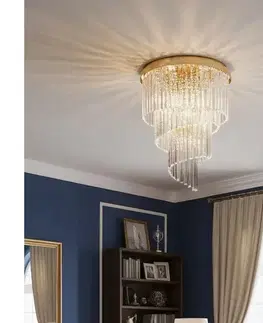 Svietidlá Ideal Lux - Krištáľový prisadený luster CARLTON 12xE14/40W/230V pr. 50 cm zlatá 213507