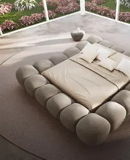 Čalúnené postele DELIFE Čalúnená posteľ Perlla 180x200 cm bouclé taupe