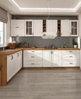 Modulový kuchynský nábytok Rohová kuchynská linka Stilo biely/Artisan 265x300x180 Cm
