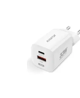 Predlžovacie káble Aligator CHPD0020 - Rýchlonabíjací adaptér GaN PD 33W USB-A + USB-C, biely CHPD0020