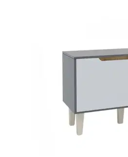 TV stolíky DOOWE TV stolík, antracit/biela/dub Craft zlatý
