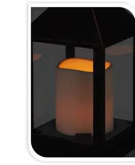 Vianočné dekorácie Lampáš s LED sviečkou hnedá, 23 cm