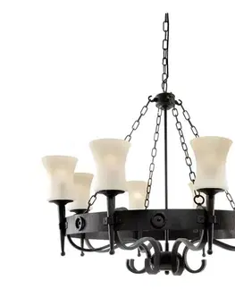 Svietidlá Searchlight 0818-8BK - Luster na reťazi CARTWHEEL 8xE27/60W/230V čierny 0818-8BK