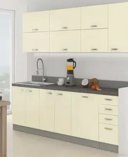 Kuchynské linky KONDELA Prado 260 kuchyňa krémová
