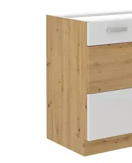 Kuchynské skrinky AXEL kuchynská skrinka 80 ZL 2F, biely lesk/dub artisan