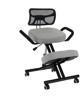 Jedálenské stoličky KONDELA Rufus ergonomická kľakačka na kolieskach sivohnedá (taupe) / čierna