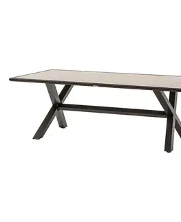 Stolčeky DEOKORK Hliníkový stôl BERGAMO 220x113 cm (šedo-hnedá)