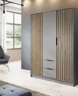 Šatníkové skrine ArtPS Šatníková skriňa KELLY 3D bez zrkadla | sivá