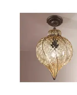 Svietidlá SIRU - Prisadený luster GOCCIA 1xE27/60W/230V pr.25 cm béžová/hnedá benátske sklo MC111-035ABB