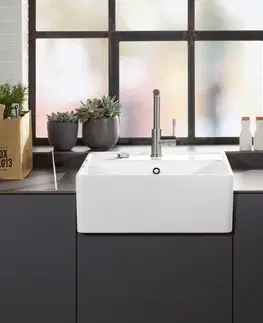 Kuchynské drezy VILLEROY & BOCH VILLEROY & BOCH - Keramický drez Single-bowl sink White alpin modulový 595 x 630 x 220 bez excentra 632061R1 2. akosť