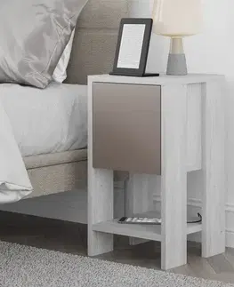 Nočné stolíky Nočný stolík Ema - White, Light Mocha