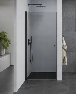 Sprchovacie kúty MEXEN - Pretoria Sprchové dvere krídlové 80, transparent, čierna sa stenovým profilom 852-080-000-70-00