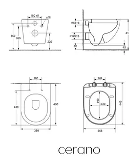 Záchody CERANO - Kompletný WC set Basic/Cesso - biela matná - WC tlačidlo Modulo/Strieborná - závesné - nízky modul - predstenová inštalácia - 49x36 CER-8050BD86194