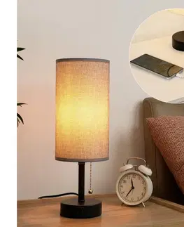 Lampy BRILAGI - Stolná lampa s USB portom TABLON 1xE27/25W/230V čierna/sivá BRI594