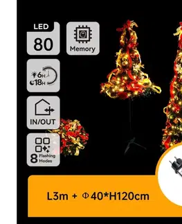Vianočné dekorácie  B.V.  - LED vonkajší vianočný strom 80xLED/230V 1,2m IP44 červeno-zlatý teplá biela B10303ABAA