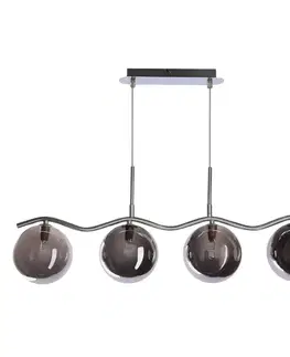 Stropná svetla Závesná lampa LUMOS 4x20W G9 chrómové tienidlá zo skla grafitové moderné elegantné svietidlo do obývačky jedálne do spálne glamour