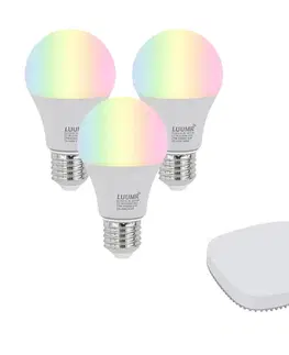 LED osvetlenie Sada 3 inteligentných stmievateľných LED žiaroviek E27 A60 9W 806 lm 2700K-6500K vrátane Zigbee Smart Hub
