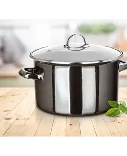 Hrnce Banquet Hrniec smaltovaný METALLIC Black 26 cm, 6 l, s pokrievkou, 26 cm