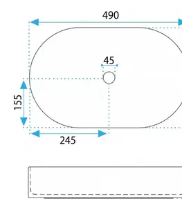 Umývadlá REA - Umývadlo na dosku Vanda Bubble Gum Matt 49x31 REA-U6376