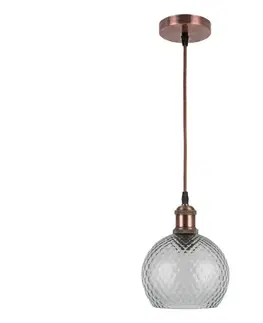 Svietidlá BRILAGI-LED Luster na lanku RETRO GLASS 1xE27/60W/230V pr. 18 cm medená/dymovo sivá NSTK7466+AI0179