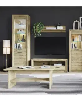 Vitríny KONDELA Safari 1D1W N dvojdverová vitrína dub navarra