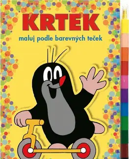 Nalepovačky, vystrihovačky, skladačky Maluj podle barevných teček + MAXI voskovka Krtek 1