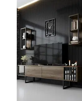 Konferenčné stolíky Televízny stolík s policami Chrome Walnut and Black
