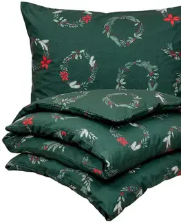 Obliečky 4Home Vianočné bavlnené obliečky Poinsettia, 140 x 220 cm, 70 x 90 cm