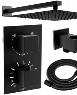 Kúpeľňové batérie MEXEN/S MEXEN/S - Cube DR02 podomietkový sprchový SET + slim sprcha 25, čierny 77502DR0225-70