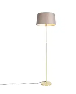 Stojace lampy Stojaca lampa zlatá/mosadzná s tienidlom z ľanu taupe 45 cm - Parte