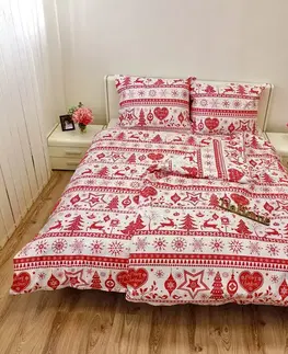Obliečky Obliečky bavlnené Vianočné obliečky Christmas červené TiaHome - 1x Vankúš 90x70cm, 1x Paplón 140x200cm