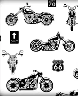 Obliečky Obliečky bavlnené Motorky TiaHome - 1x vankúš 65x45cm, 1x paplón 130x90cm