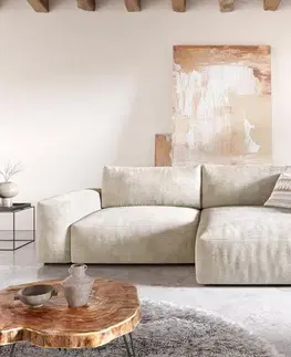 Rohové sedacie súpravy DELIFE Rohová pohovka Lanzo XL 270x180 cm manšester béžová variabilné ležadlo