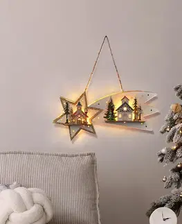 Vianočné dekorácie Solight LED vianočná kométa, 10x LED, 30 cm, 2x AA