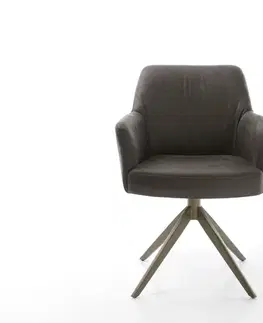 Jedálenské stoličky DELIFE Jedálenská stolička Xana-Flex s opierkami mikrovlákno antracit vintage krížová podstava široká titanový efekt otočný 360° vrecková pružina