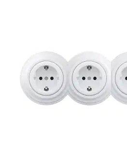 Predlžovacie káble lap - Trojitá retro domová zásuvka s rámikom SCHUKO 230V snehobiela KA0153+2xKA0152+3xKA0160
