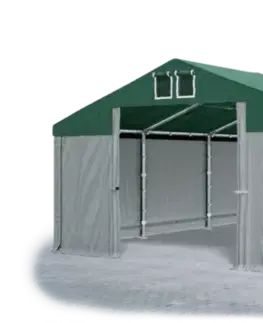 Záhrada Skladový stan 5x10x2,5m strecha PVC 560g/m2 boky PVC 500g/m2 konštrukcie ZIMA PLUS Zelená Šedá Šedá